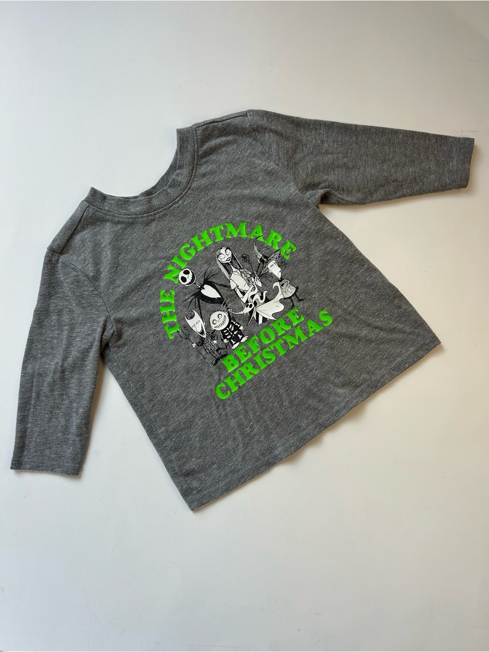 The Nightmare Before Christmas Graphic Long Sleeve Tee - Grey/Neon Green